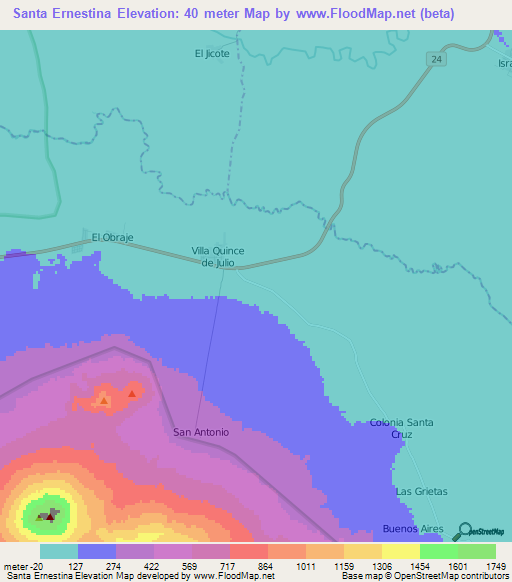 Santa Ernestina,Nicaragua Elevation Map