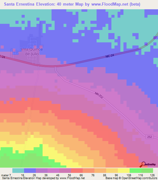 Santa Ernestina,Nicaragua Elevation Map