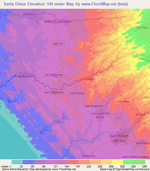 Santa Elena,Nicaragua Elevation Map