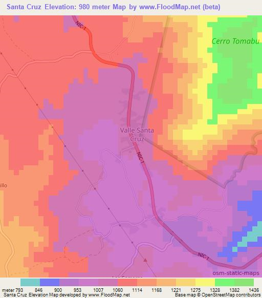 Santa Cruz,Nicaragua Elevation Map