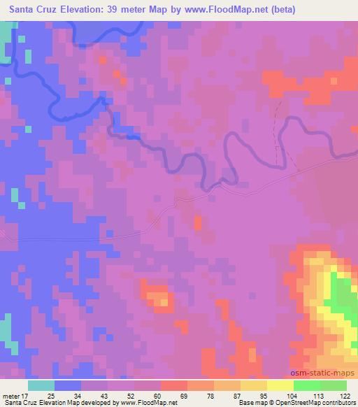 Santa Cruz,Nicaragua Elevation Map