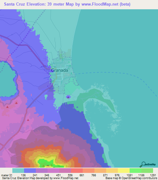 Santa Cruz,Nicaragua Elevation Map