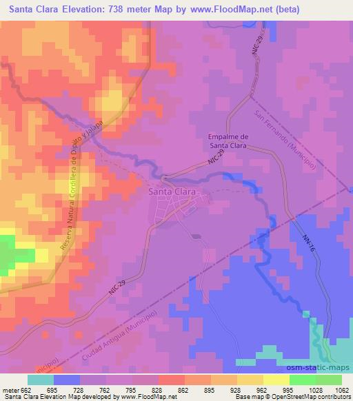 Santa Clara,Nicaragua Elevation Map
