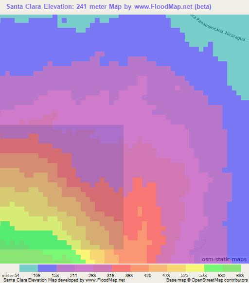 Santa Clara,Nicaragua Elevation Map