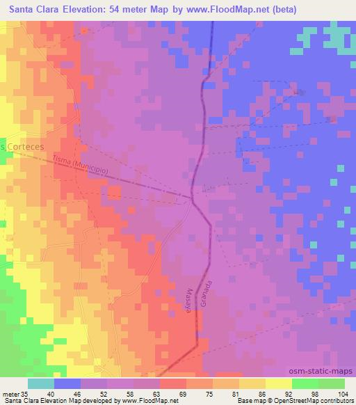 Santa Clara,Nicaragua Elevation Map