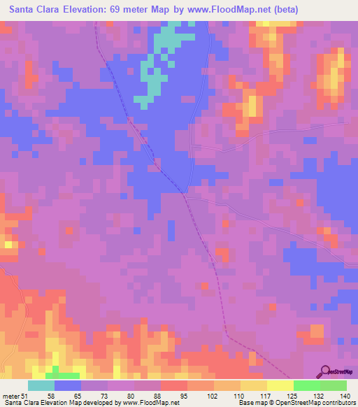Santa Clara,Nicaragua Elevation Map