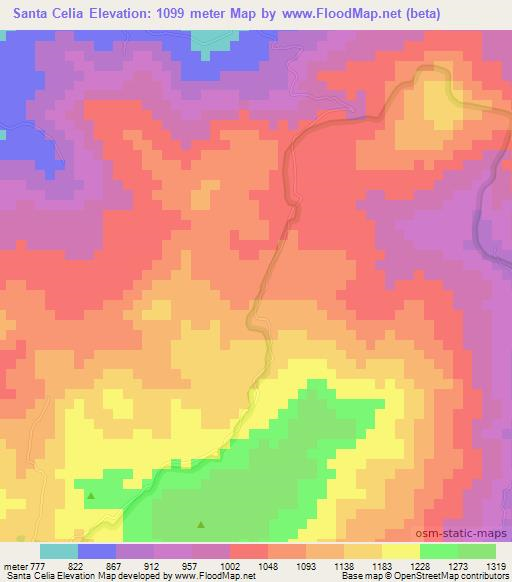 Santa Celia,Nicaragua Elevation Map