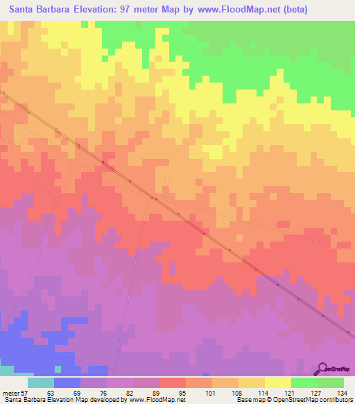 Santa Barbara,Nicaragua Elevation Map
