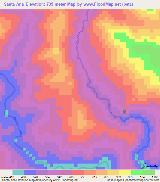 Santa Ana,Nicaragua Elevation Map