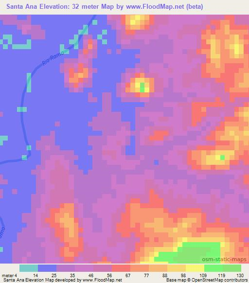 Santa Ana,Nicaragua Elevation Map