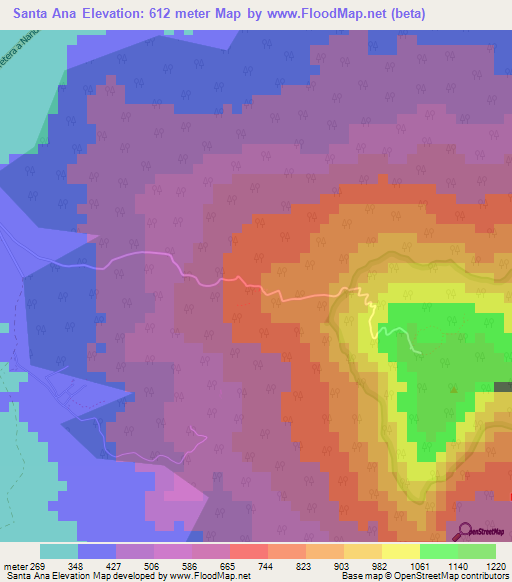 Santa Ana,Nicaragua Elevation Map