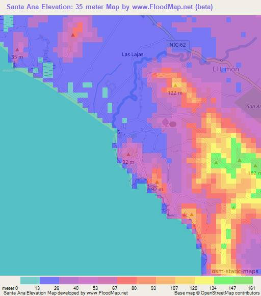 Santa Ana,Nicaragua Elevation Map