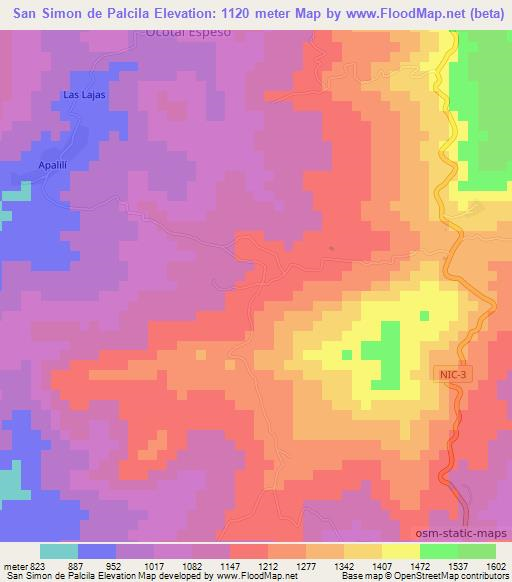 San Simon de Palcila,Nicaragua Elevation Map