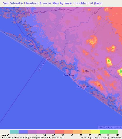 San Silvestre,Nicaragua Elevation Map
