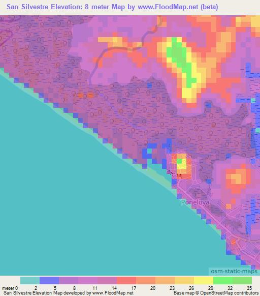 San Silvestre,Nicaragua Elevation Map