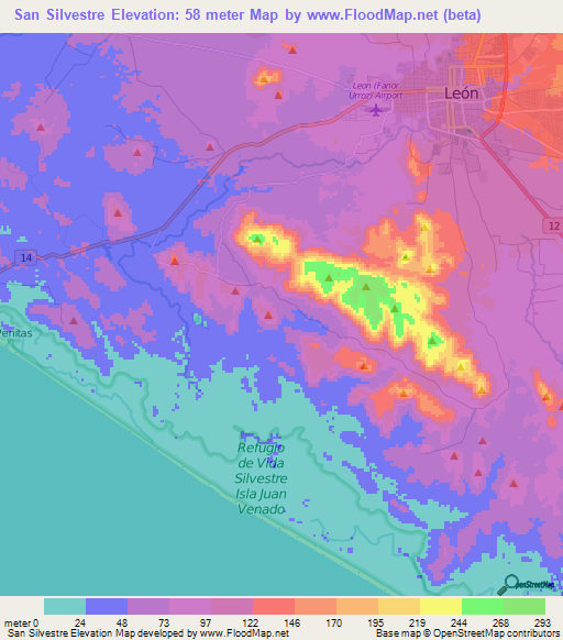 San Silvestre,Nicaragua Elevation Map
