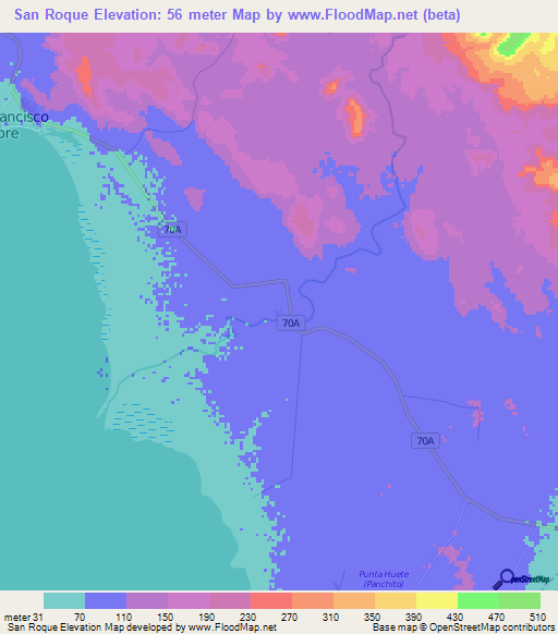 San Roque,Nicaragua Elevation Map
