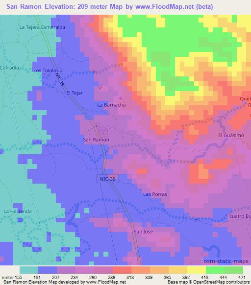 San Ramon,Nicaragua Elevation Map