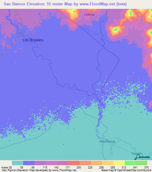 San Ramon,Nicaragua Elevation Map
