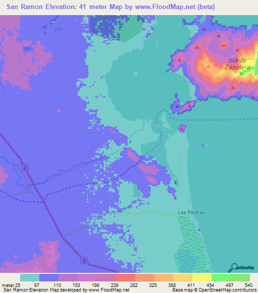San Ramon,Nicaragua Elevation Map