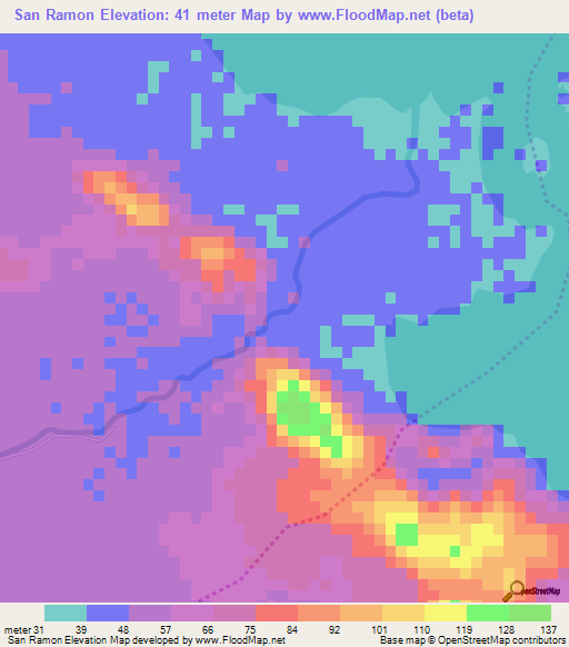 San Ramon,Nicaragua Elevation Map
