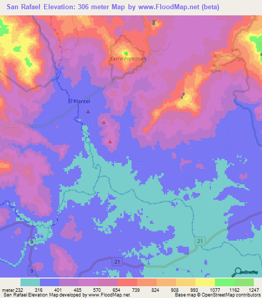 San Rafael,Nicaragua Elevation Map