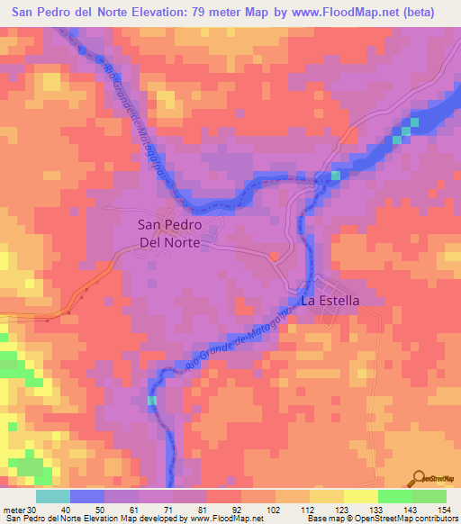 San Pedro del Norte,Nicaragua Elevation Map