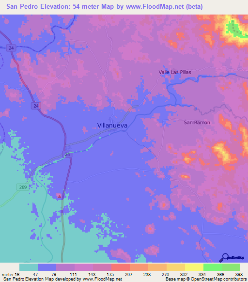 San Pedro,Nicaragua Elevation Map