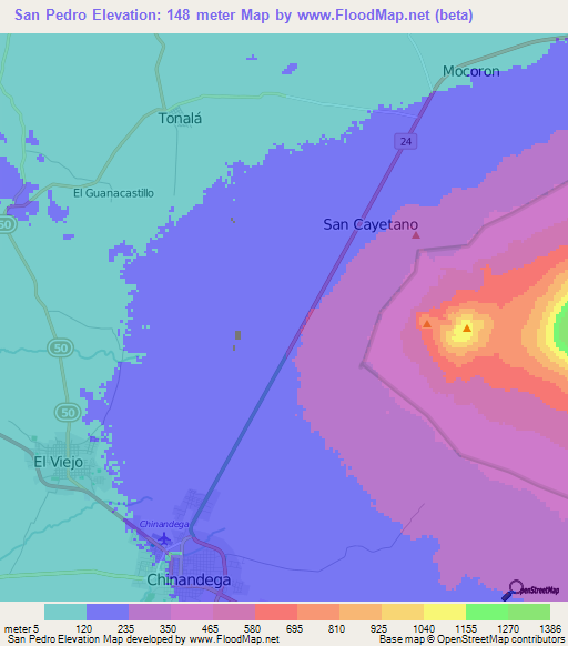 San Pedro,Nicaragua Elevation Map