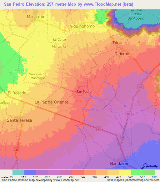 San Pedro,Nicaragua Elevation Map