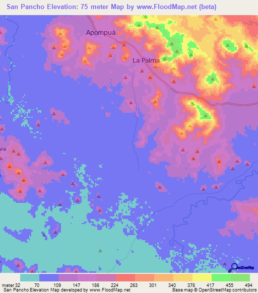 San Pancho,Nicaragua Elevation Map