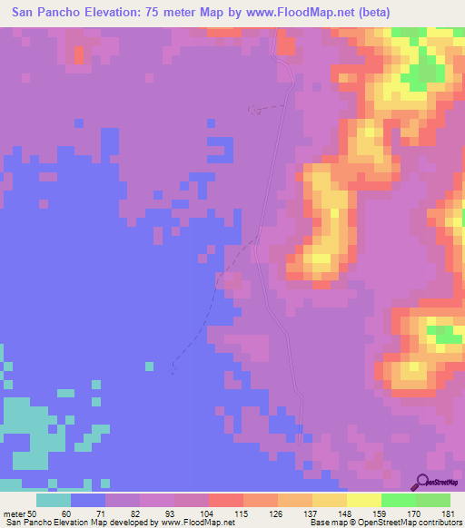 San Pancho,Nicaragua Elevation Map
