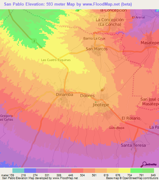 San Pablo,Nicaragua Elevation Map