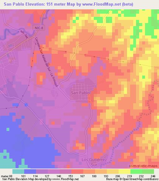 San Pablo,Nicaragua Elevation Map