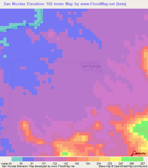 San Nicolas,Nicaragua Elevation Map