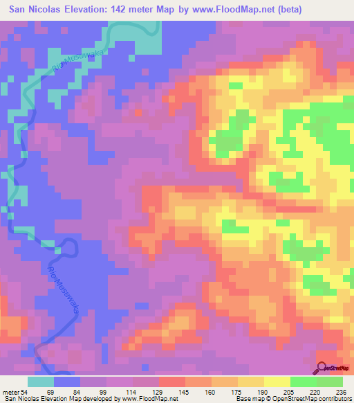 San Nicolas,Nicaragua Elevation Map