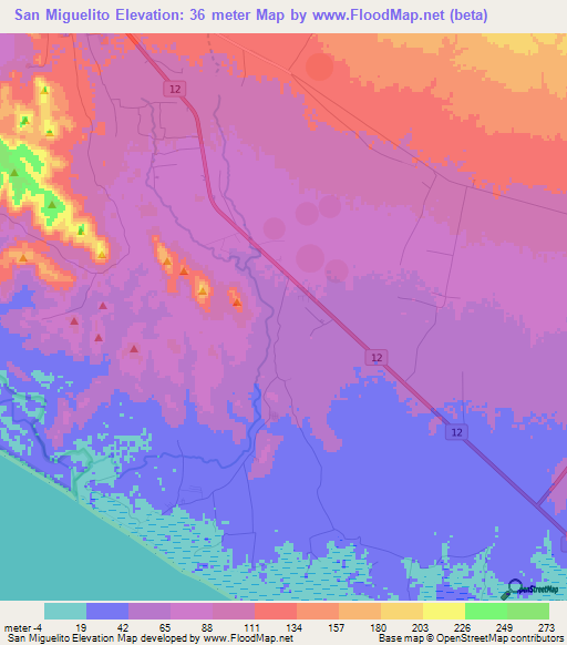 San Miguelito,Nicaragua Elevation Map