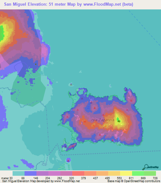San Miguel,Nicaragua Elevation Map