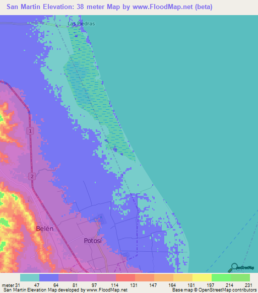 San Martin,Nicaragua Elevation Map