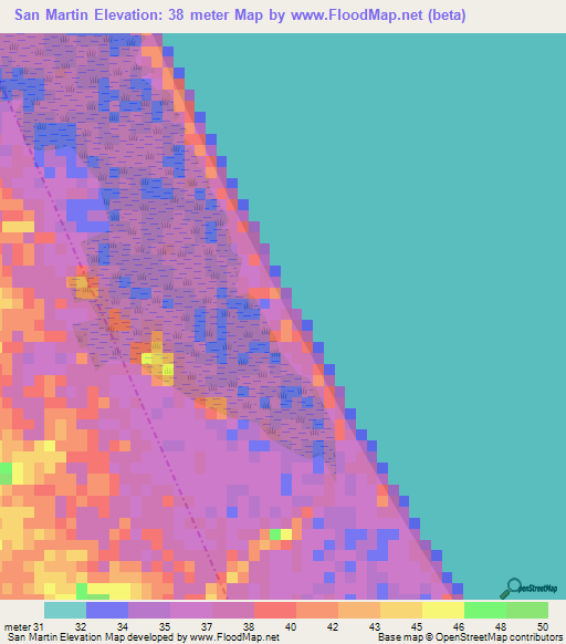 San Martin,Nicaragua Elevation Map