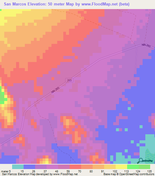 San Marcos,Nicaragua Elevation Map