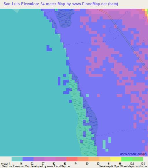 San Luis,Nicaragua Elevation Map