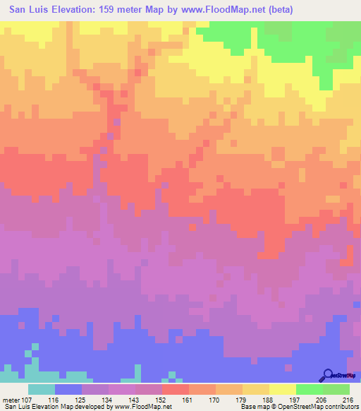 San Luis,Nicaragua Elevation Map