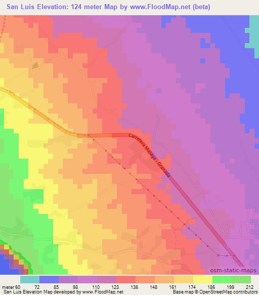 San Luis,Nicaragua Elevation Map