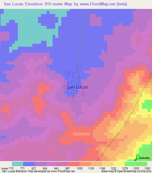 San Lucas,Nicaragua Elevation Map