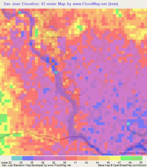 San Juan,Nicaragua Elevation Map