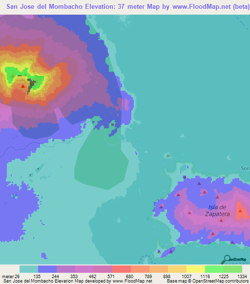 San Jose del Mombacho,Nicaragua Elevation Map
