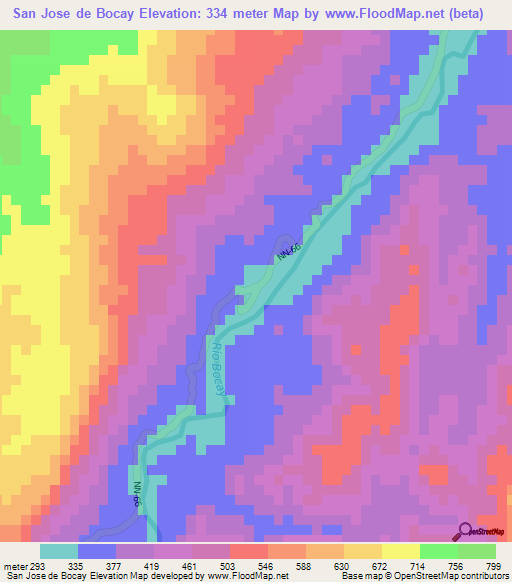 San Jose de Bocay,Nicaragua Elevation Map