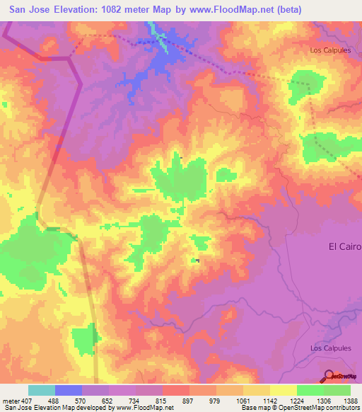 San Jose,Nicaragua Elevation Map