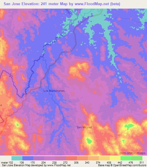 San Jose,Nicaragua Elevation Map